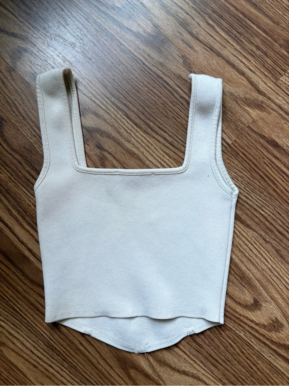 Zara Cream Knit Structured Tank Top - Picture 2 of 3